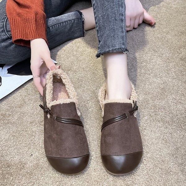 Mocassin chaussures femmes chaussures femme bout rond mocassins fourrure Slip-on baskets décontractées bouche peu profonde mocassins robe d'hiver grande taille: 2 / 38