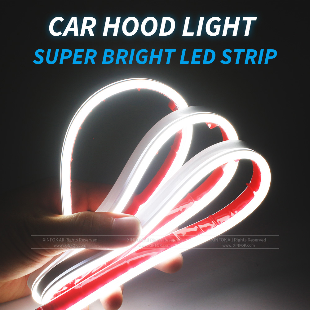 XINFOK LED bande de lumières de capot de voiture universelle Auto lampes d'ambiance décoratives lumières d'ambiance pour voiture feux de jour DRL 12