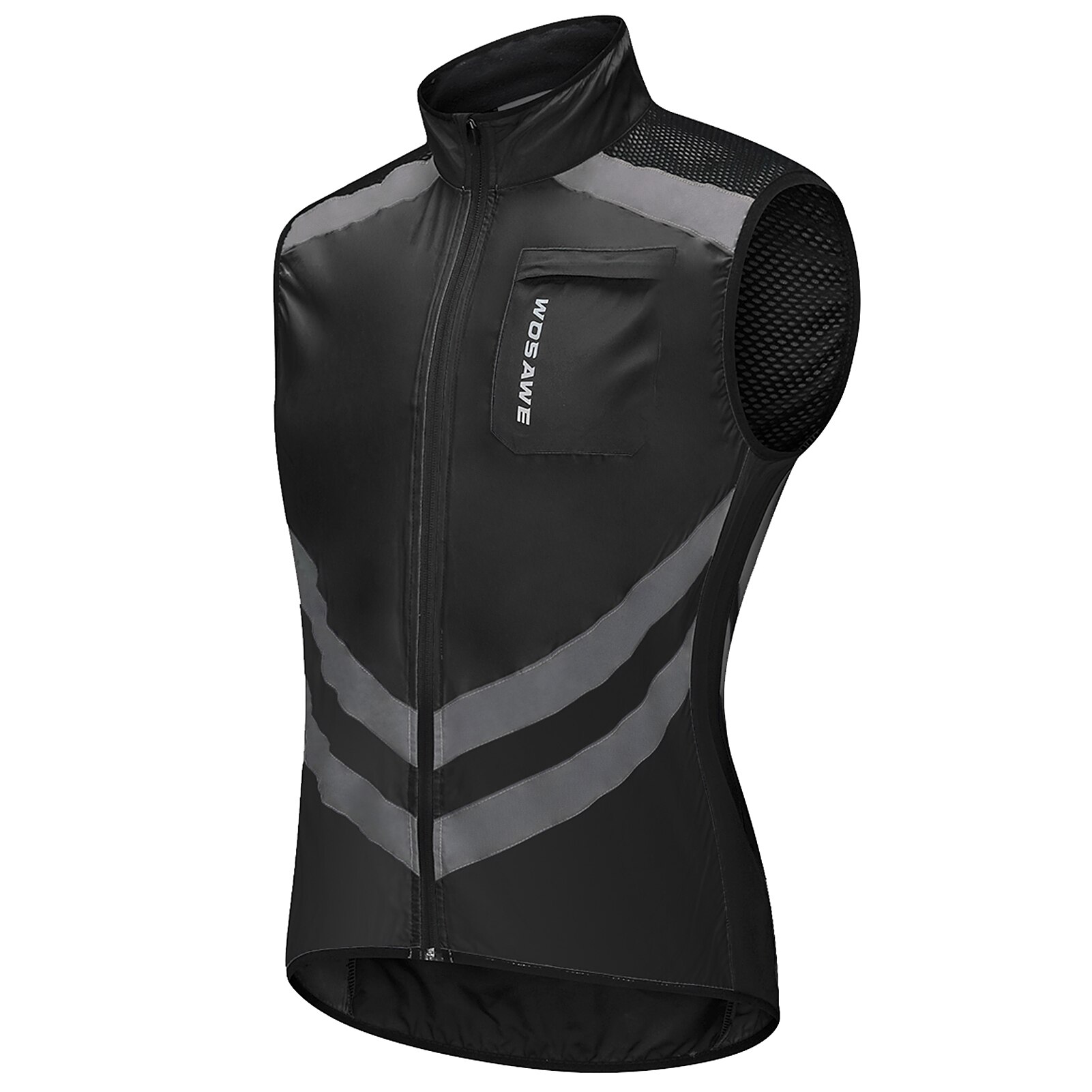Mannen Fietsen Vest Opvouwbare Reflecterende Snel Droog Ademend Winddicht Sport Fiets Vest Riding Running Jogging Wandelen Wind Jas: Black / XXXL