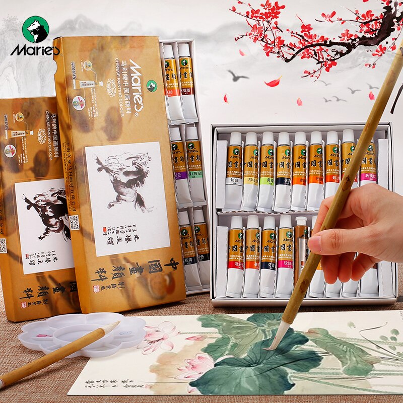 Marie&#39;s Chinese Painting Pigment Color Tubes Watercolor Sets 5/12ML 12/24/36 Colors for Students, Beginners and Painting