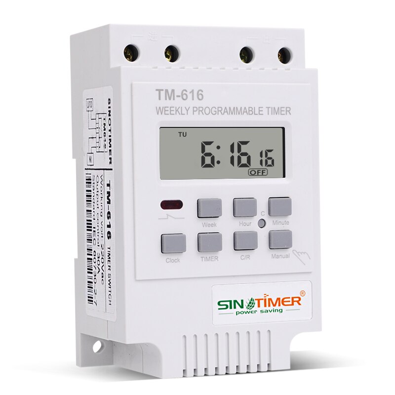 Sinotimer 30 ampère regelbelasting  dc 12v tijdschakelaar 7 dagen 17on/ uit programmeerbaar 24 uur digitaal tijdrelais