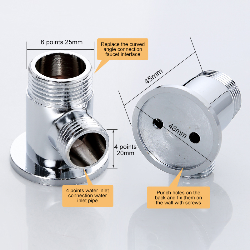 Badkamer Kraan Douche Vervangen Deel Verstelbare Adapter Massief Messing Wall Mounted Breedte Vervanging Hoekstopkraan Accessoires