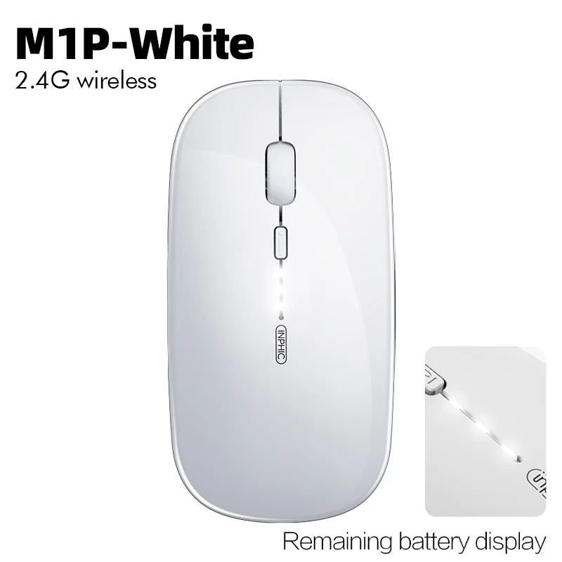 Inphic  m1 Profi kabellose maus, wiederaufladbare, geräuschlose maus, bluetooth-funkmaus mit drei modi, akkuanzeige + usb-c-ladefunktion: Dunkelheit