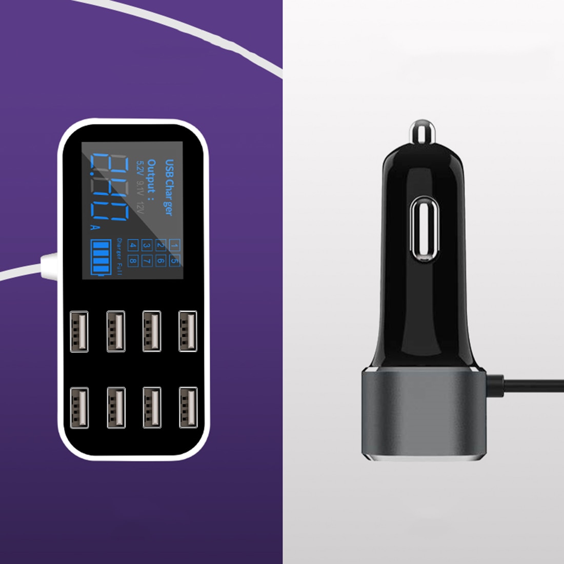 8 Ports USB Car Cigar Lighter Charger 12V 24V Mobile Phone Charger Adapter Super Slim USB Charging Electronic Device