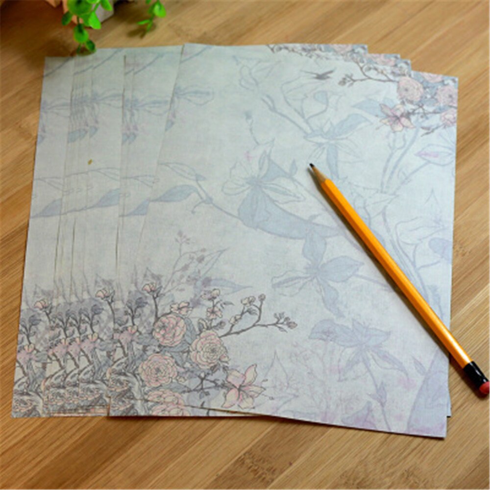 10pcs European Country Style Letter Pads Vintage Message Writing Paper Letter Set Envelope Letter Paper School Stationery: D