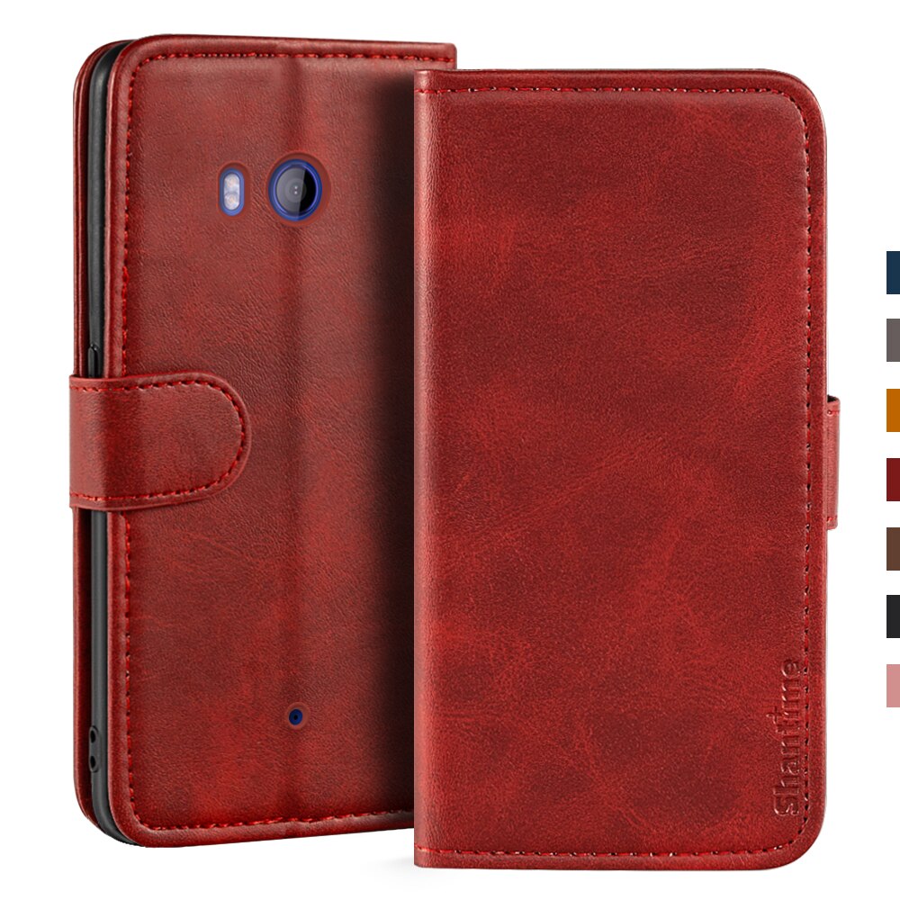 Funda magnética de cuero para HTC U11, carcasa con soporte para teléfono: Red