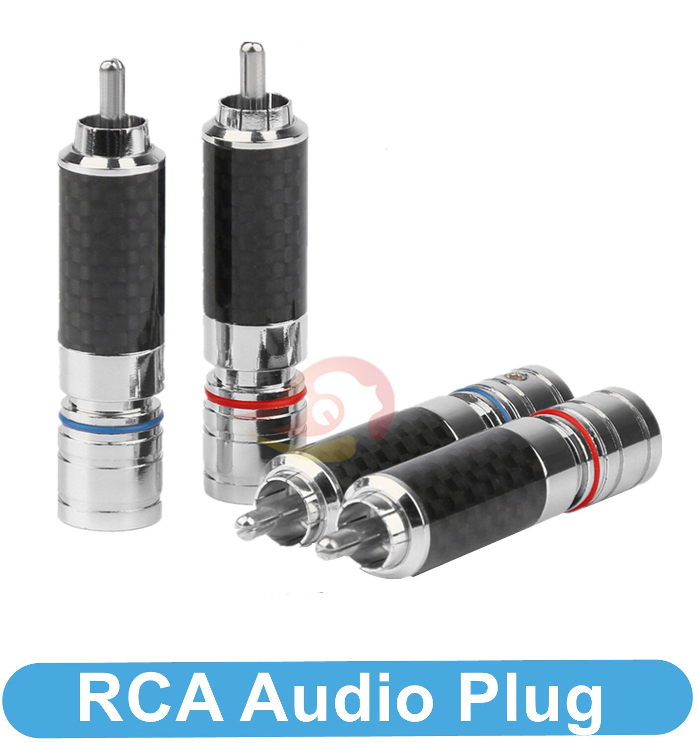 Connecteur de fil de soudure, Fiber de carbone Audiophile eutérique, connecteur de connecteur de haut-parleur RCA mâle plaqué Rhodium, prise Audio RCA, 2 pièces