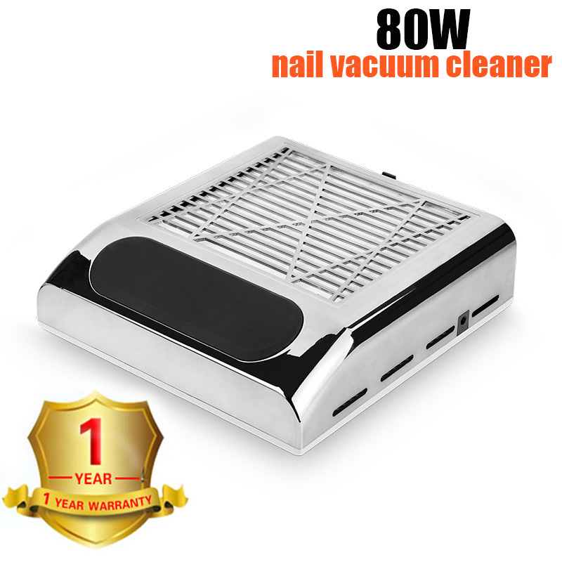 Professionele 80W Nail Zuig Dust Collector 110V/220V Nail Lamp Nail Droger Automatische Sensing 10S sneldrogende Art Gereedschap: Nail cleaner-Silver