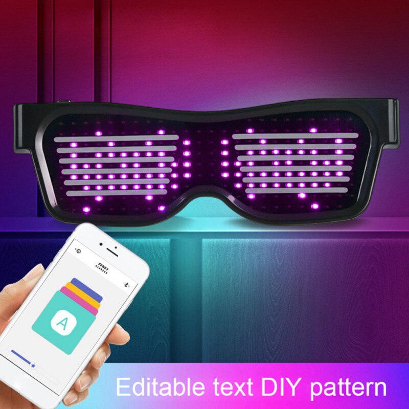Magic Bluetooth Party Glasses Led By APP Control Luminous Shielding USB Charging Glasses