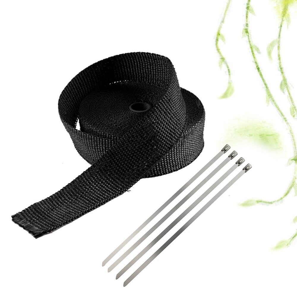 1 pc Exhaust Heat Wrap High Temp High Temperature Heat Insulated Downpipe Resistant for Water Heater: Black