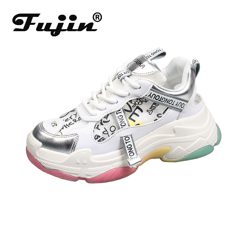 Fujin kvinders sneakers sko kvindelige efterår sko kausal lavvandet tyk bund åndbare platform sko