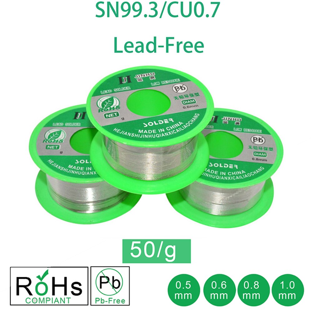 50g Lead-free Solder Wire 0.5-1.0mm Unleaded Lead Free Rosin Core for Electrical Solder RoHs