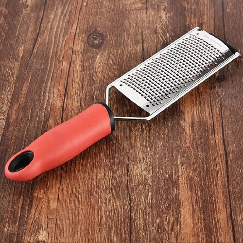 Upgraded Lemon Zester & Cheese Grater Handheld Tool, Medium Shred, Stainless Steel Teeth for Cheese, Lemon, Vegetables， Fruit: Red