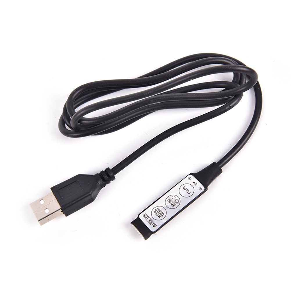 Controlador RGB hembra USB con conector de 4 pines, regulador Led DC5V con 3 teclas para tira de luces Led USB de 5V RGB, 19 Modos Dinámicos