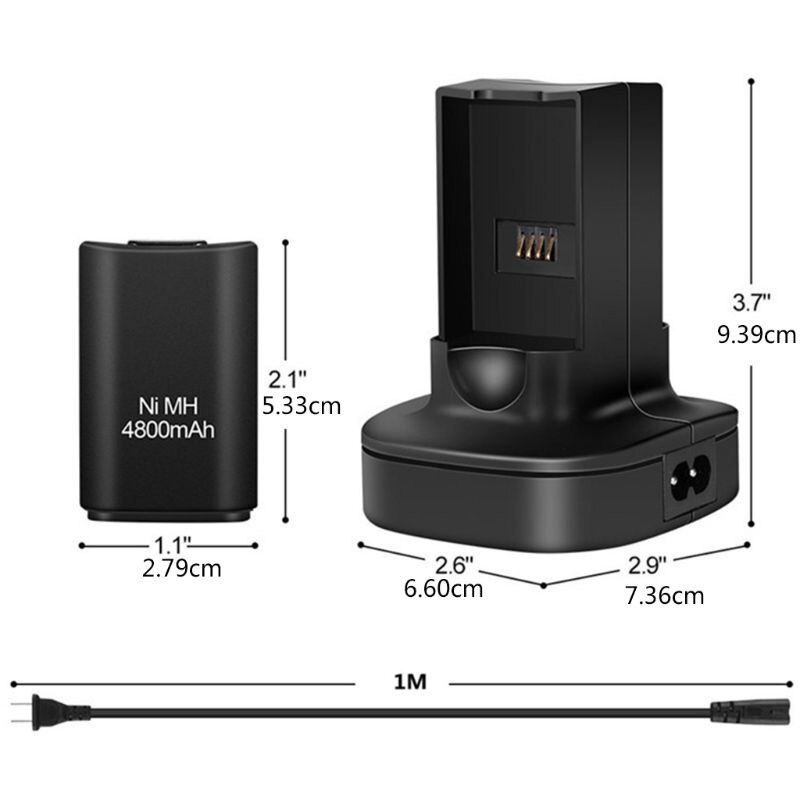 1 pc dubbelladdare laddningsstation med laddningsbart batteri us/eu-kontakt nätsladd för xbox 360 spelkontrolltillbehör