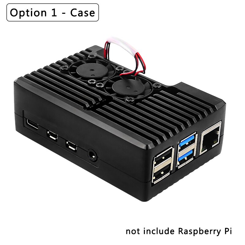 Raspberry Pi 4 Aluminum Case Armor Shell with Dual Cooling Fan 4 Heatsinks Active & Passive Cooling for Raspberry Pi 4 Model B: Default Title