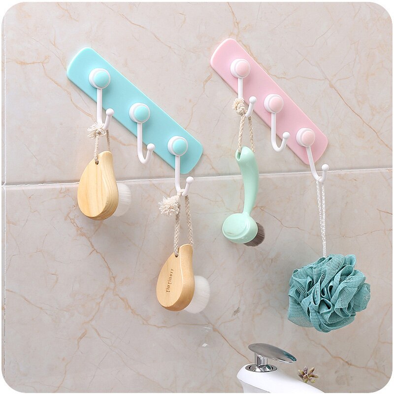 Kunststof 3 haken deurhaak keuken wandhanger blauwgrijze kleur duurzame keuken washanddoek deurhangers ruimtebesparende sleutelhouder rek