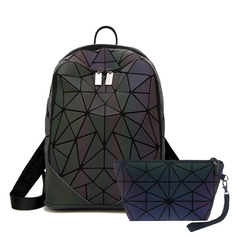 3pcs Set Women Backpack Holographic Luminous Ladies Back Pack School Backpacks For Teenage Girl Backpack Envelope Shoulder Bag: 2-piece set A