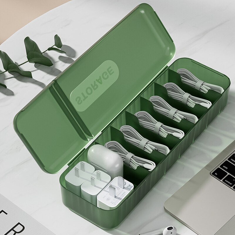 Met 7-compartimenten Organizer Oplader Snoer Opbergdoos Datakabel Opbergdoos Herbruikbare Kabel Opbergdoos Voor Thuis Reizen Nieuw
