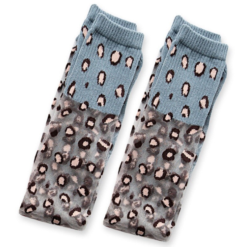 Leopard piger knæhøje sokker til børn børn sommer mesh skridsikker lange høje sokker afslappet skridsikker 3-8 år: Blå