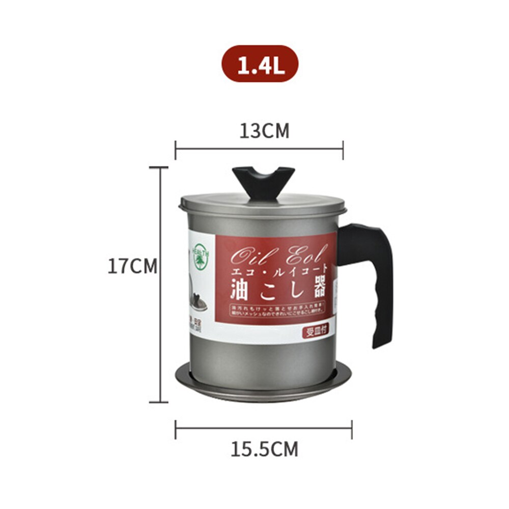 1.4Loil Pot Met Deksel Non-Sticky Hittebestendig Veilige Rvs Filter Olie Pot Base Duurzaam Separator pot Zeef Container