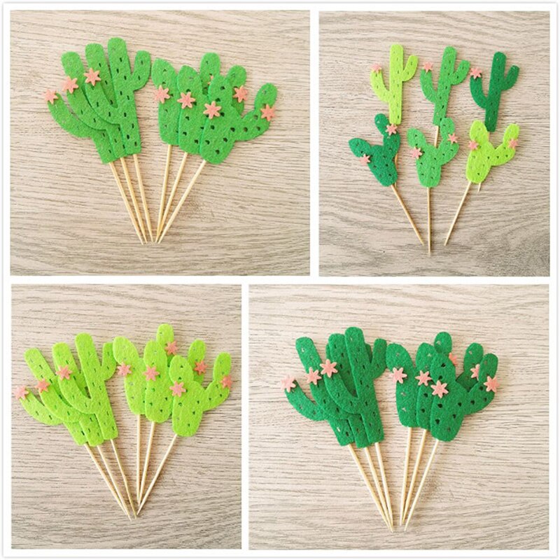 Venta de liquidación ~ 42 Uds cactus/suministros de de fieltro bonito/adornos para cupcakes/selecciones para chico decoraciones para de cumpleaños/niños niñas