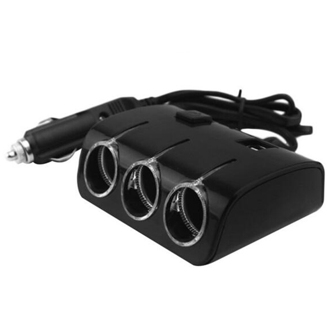 Dewtreetali 3 stopcontacten 120w auto sigarettenaansteker splitter 2 usb poorten oplader adapter met schakelaar: Zwart