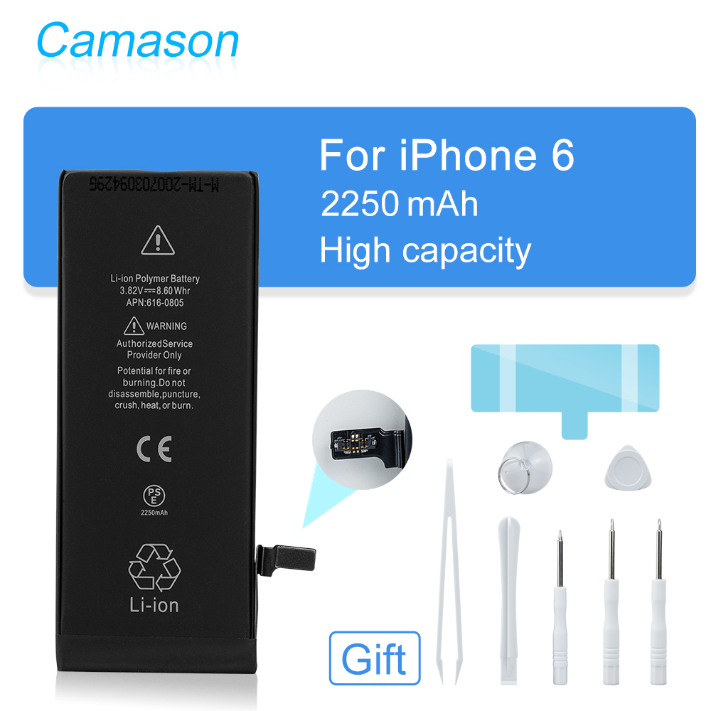 Camason Lithium Battery For iPhone 5 SE 6 6s 5s 7 8 Plus X XR XS Max 11 12 Pro High Capacity Replacement Batteries for iphone6: For iPhone 6