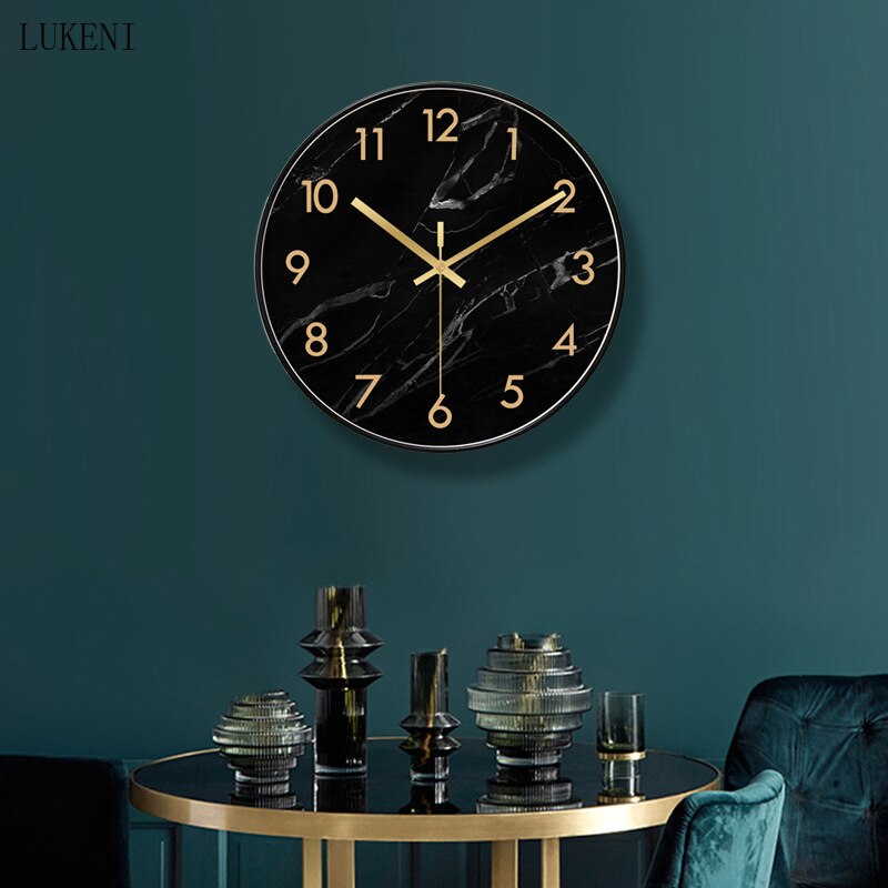 Black marble crack Classic Silent Wall Clock Ten Inch/ Twelve Inch/ Fourteen Inch home decor wall decor