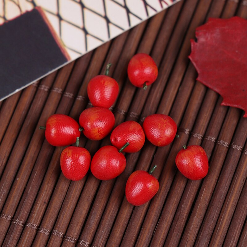 10Pcs/bag Doll House Accessories Miniature Kitchen Decoration Emulation red fruit