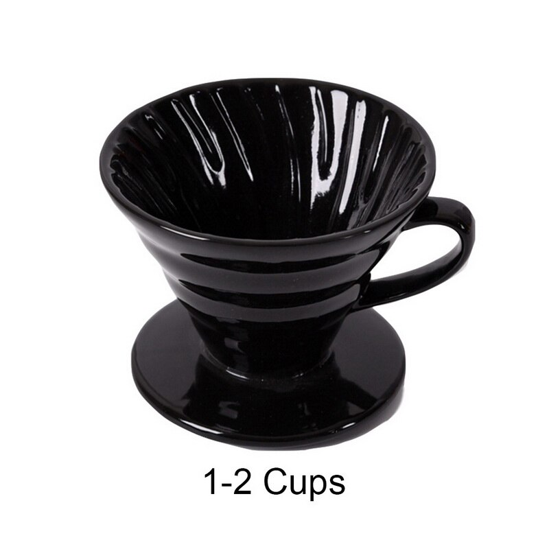 Taza de filtro de goteo de café reutilizable de cerámica, goteador de café de estilo V60 resistente al calor, soporte individual de 1/4 tazas para cafetera #25: Black-2