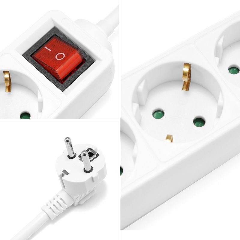 Grenuttag eu-uttag 3/4/5/6 uttag ac-uttag eu-kontakt 16a elektrisk förlängningssladd kontrollomkopplare 1.5m sladd bostadshus
