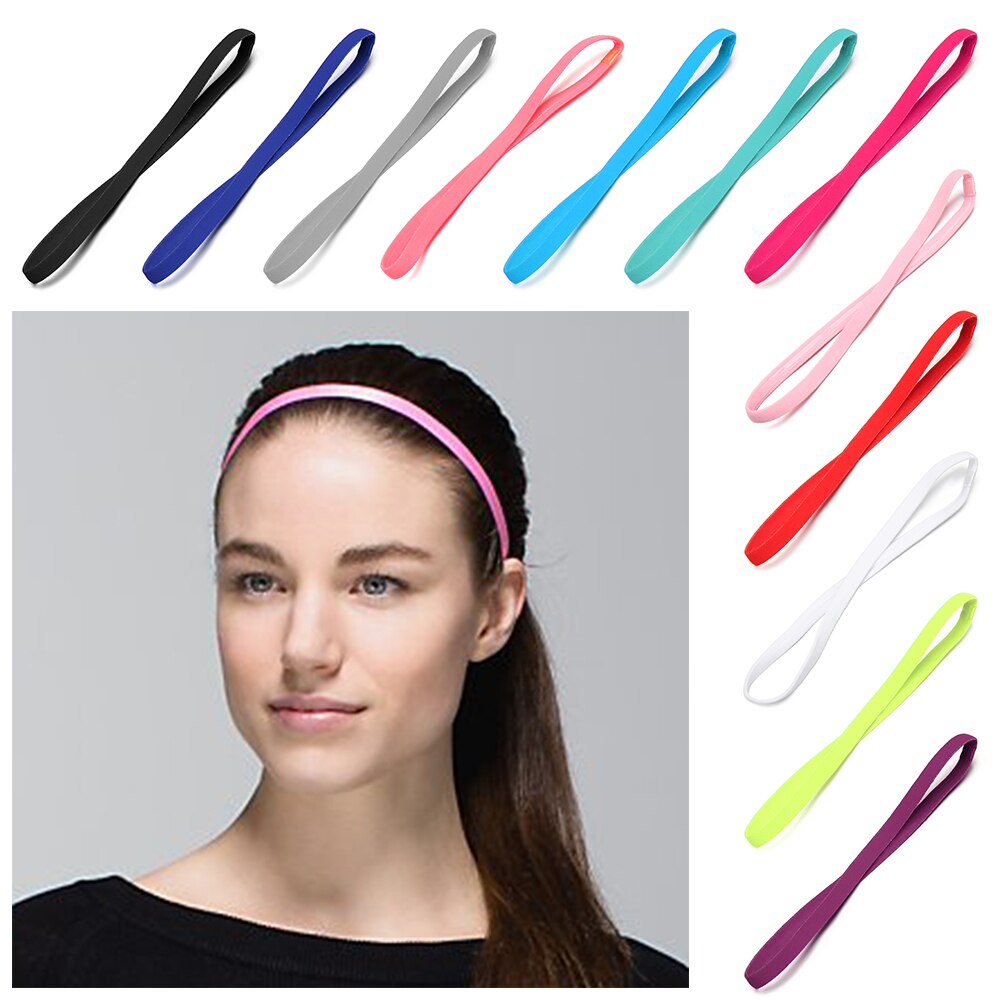 Diadema elástica fina de Color caramelo, cinta para la cabeza antideslizante para deporte, Yoga, gomas para el pelo, accesorios para el cabello, 1 unidad