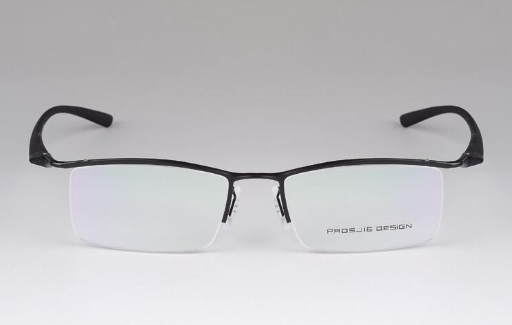 Titanium TR90 Flexibele Mannen Half Randloze Zwarte Brilmonturen Bril Optische Rx staat