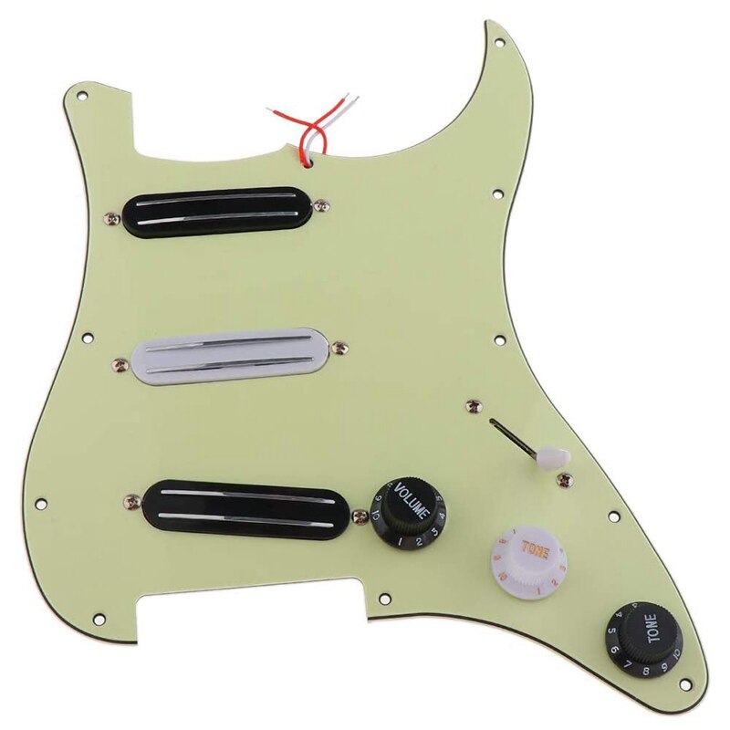 SSS 11 Hole Strat Electric Guitar Loaded Pickguard Prewired Scratch Plate with 3 Dual Rail Humbucker Pickup: Default Title