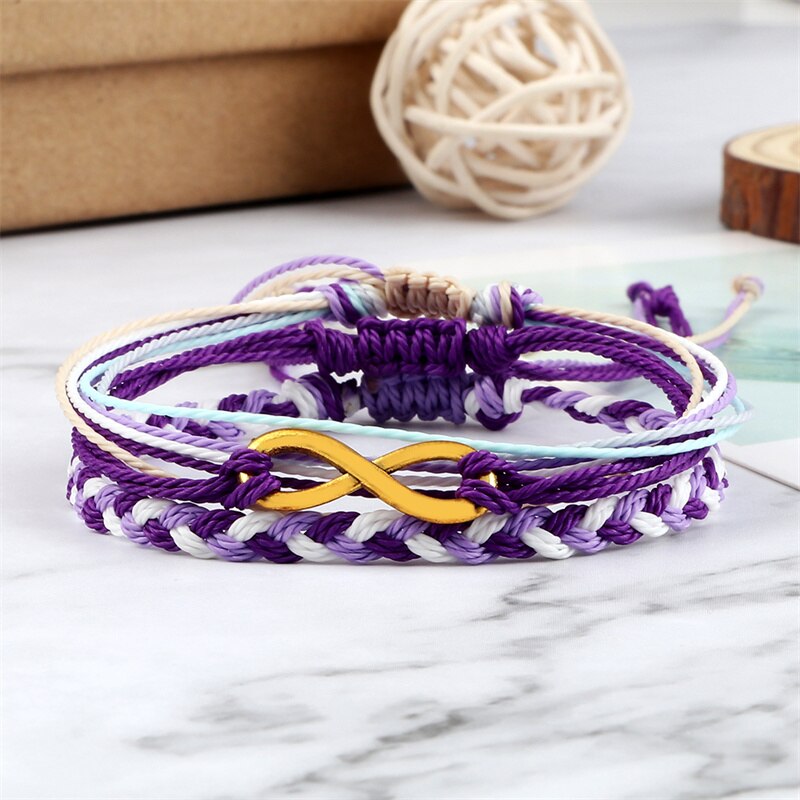 impostato di braccialetti intrecciati regolabili corda viola filo corda albero della vita simbolo OM braccialetto di amicizia per donna uomo gioielli fatti a mano