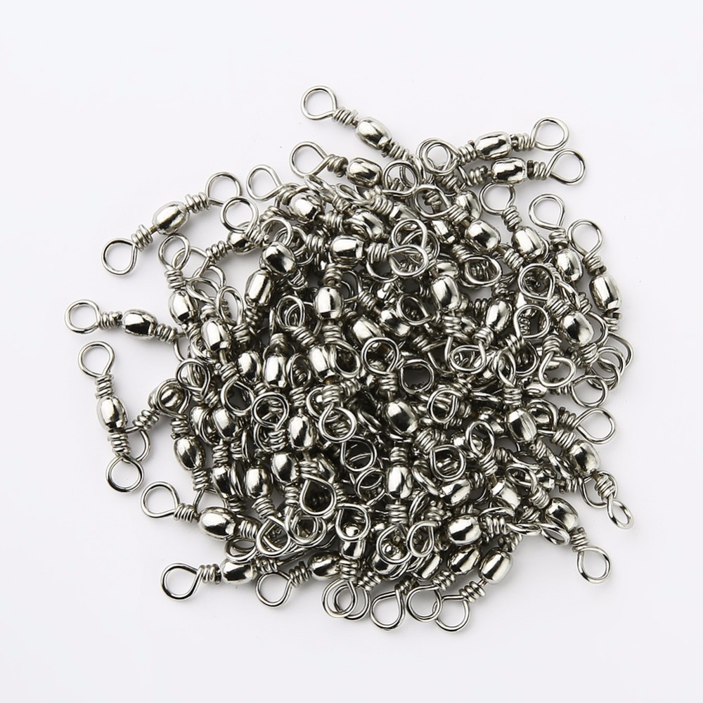Barril giratorio de rodamiento de bolas de pesca de acero inoxidable, anzuelos de Pesca de Mar, Conector de línea de señuelo, productos para pesca, 50 piezas/1 caja