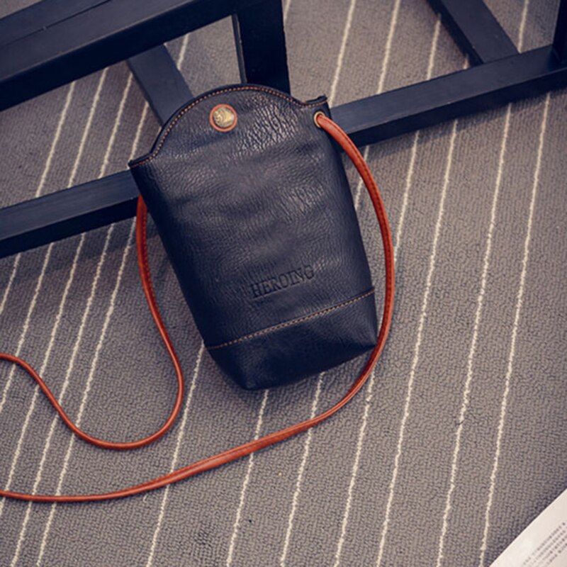 Damska torba na telefon komórkowy Kobiece torby na ramię posłaniec Crossbody retro Pu Skórzane torby mini torebki 2020 Nowość: czarny