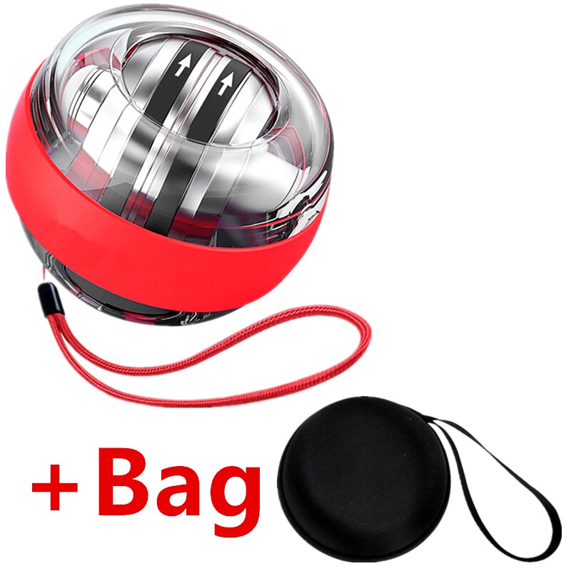 Led auto-avviamento Gyro Ball Powerball Contador braccio Expander allenatore manuale giroscopio polso forza esercizio rilassamento attrezzature per il Fitness: Red with bag