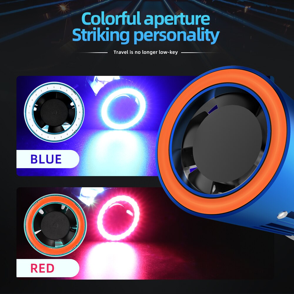 Phare avant de moto LED H4 BA20D, œil d&#39;ange bleu rouge, Scooter, ampoule antibrouillard, accessoires DRL 12V 24V