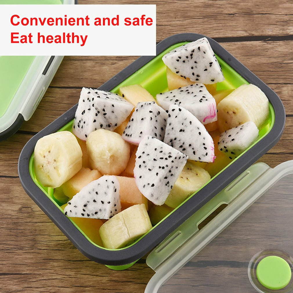 Lunch Box Silicone Folding Microwave Bento Box Outdoor Travel Picnic Lunch Box Folding Food Storage Container