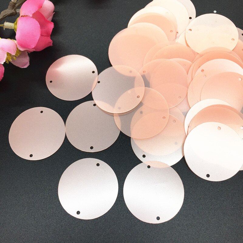 500g grande Paillette plate ronde en PVC 30mm pour artisanat avec 2 trous latéraux couleurs paillettes: Y1624 Dull Pink