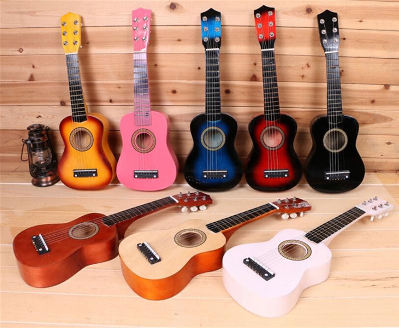 Portable 21 Inch Mini Ukulele Acoustic 6 Strings Ukulele Colorful Mini Guitar for Children Kids Beginners Home-Schooling