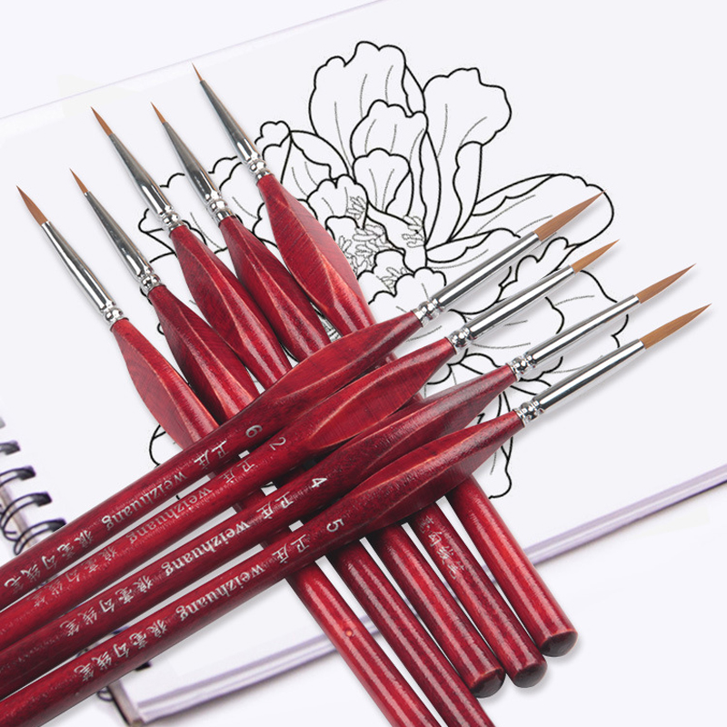 6 stk/sæt nylon hårmalerpensel maling efter tal værktøjspensler akvarel gouache pensler forskellig form rund spids