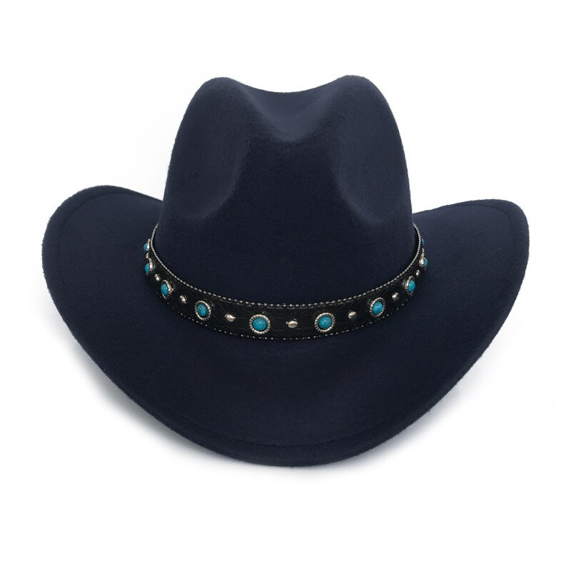 Summer Men Cowboy Hat Women Retro Vintage Turquoise Leather Strap Cowboy Cowgirl Caps Western Summer Sun Hat B87