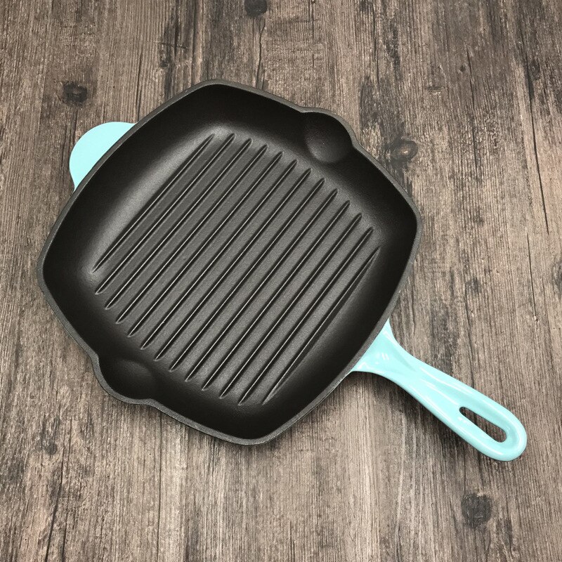 Thickened enamel cast iron steak minus pan non-stick pan stripe pan frying pan steak pan barbecue pot: 2