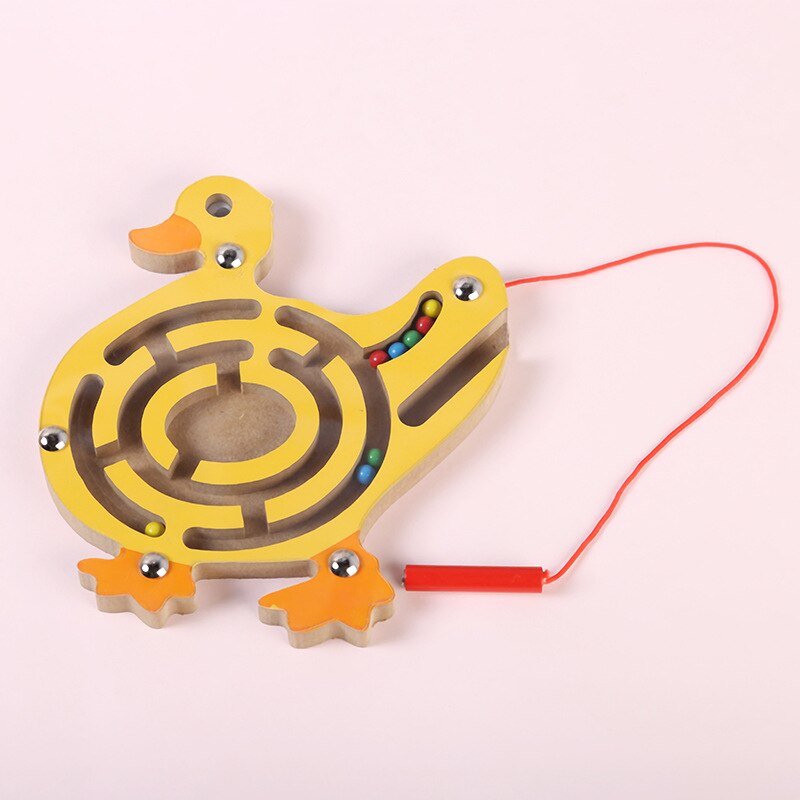 1pc Per Bambini Labirinto Magnetico Giocattolo Gioco della Palla di Legno Prima Educazione Intellettuale Bordo Di Puzzle Creativo Anello Regalo Genitore-bambino bambino Giocattoli: duck