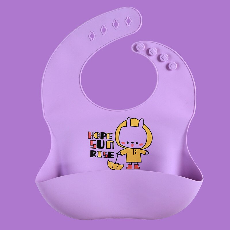Desenhos animados impresso babadores do bebê silicone macio à prova dwaterproof água crianças menino menina arroto pano crianças avental da criança do bebê alimentação material: Purple