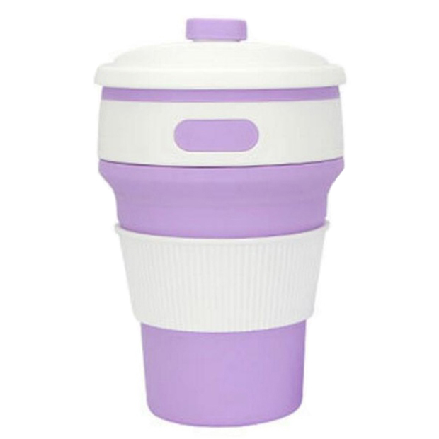 Siliconen Cup Draagbare Folding Siliconen Telescopische Opvouwbare Reizen Silica Mok Multifunctionele Inklapbare Drinken Koffie Cup: Violet