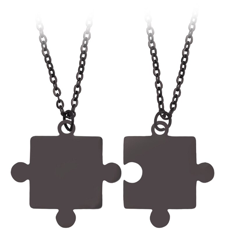 Mode Roestvrij Staal Paar Hanger Ketting 1 Paar Lover Gekoppeld Puzzel Kettingen Voor Vriendschap Minnaar Sieraden: Black